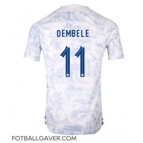 Frankrike Ousmane Dembele #11 Fotballklær Bortedrakt VM 2022 Kortermet